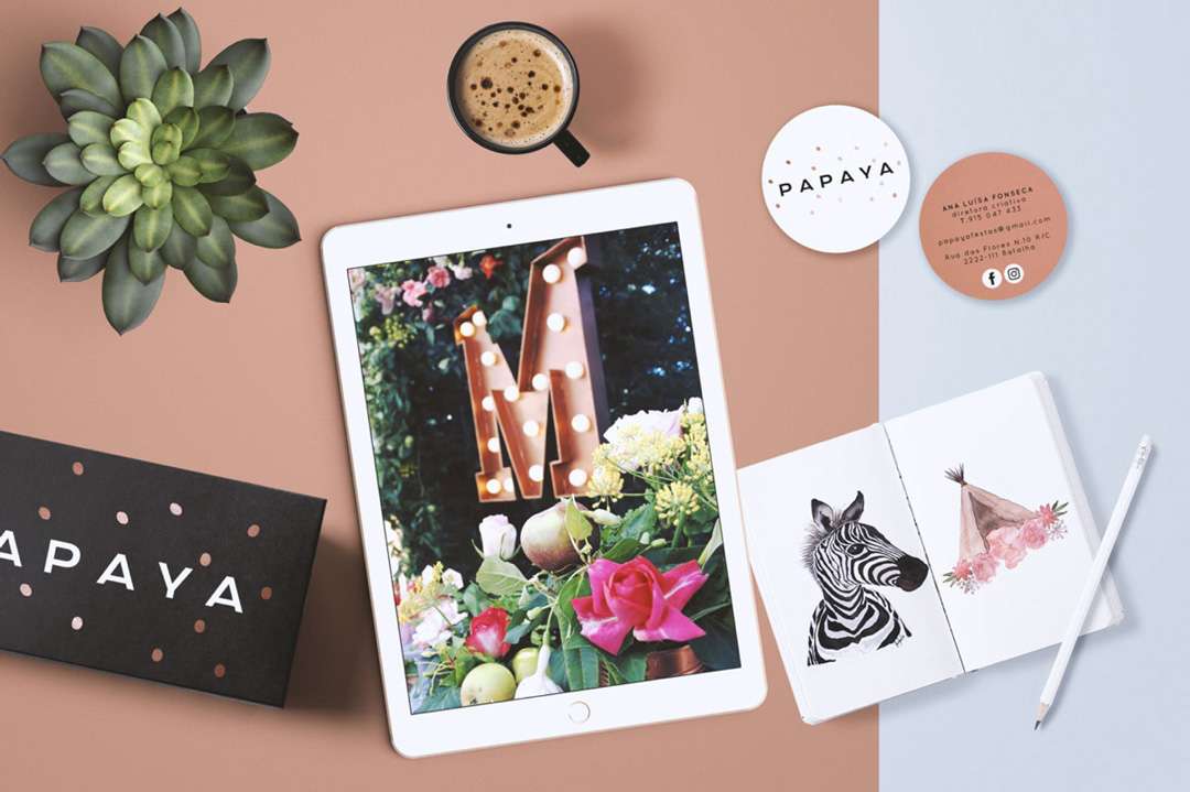 papaya estacionario cartao de visita webdesign design grafico leiria logotipo website leiria
