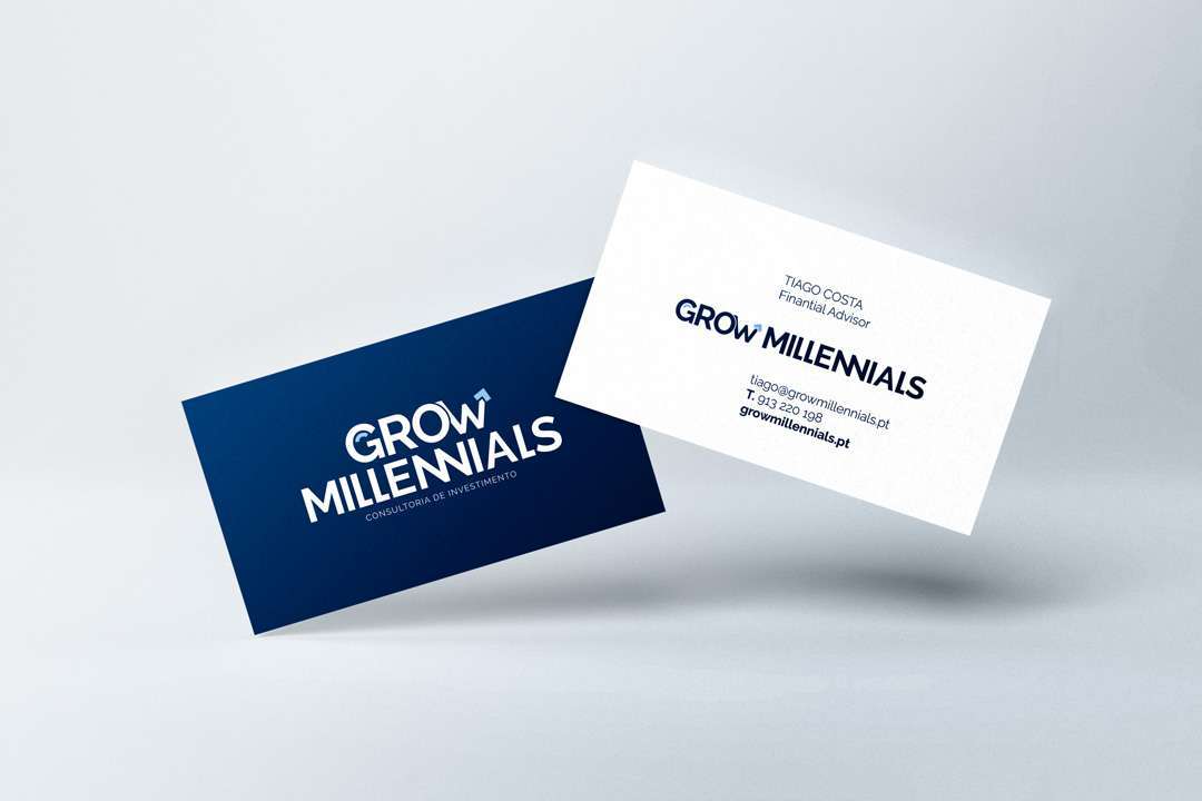 marca de luxo logotipo grow millennials leiria design web design estacionario publicidade cartão de visita